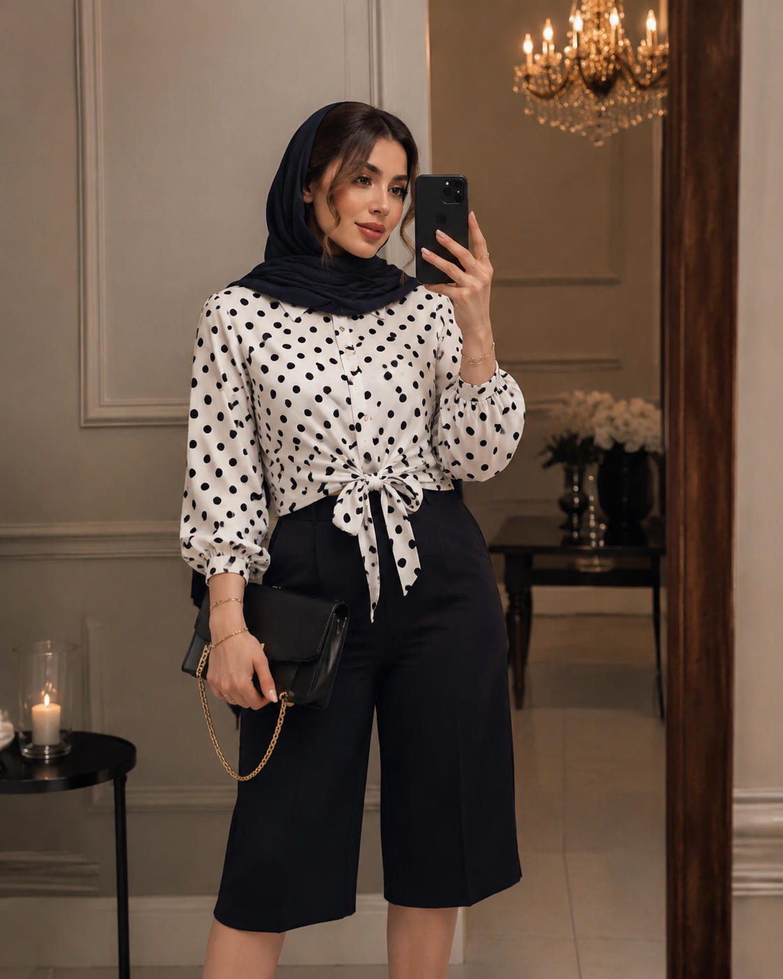 IMG_5512 شومیز گره خال خالی - 1533 - تصویر 1